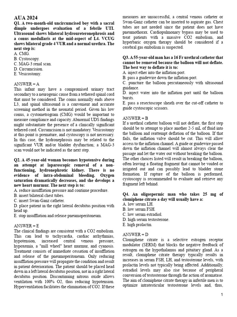 AUA 2024 | PDF | Urinary Incontinence | Large Intestine