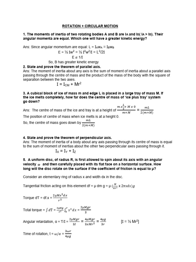 11 Numericals Centre of Mass | PDF | Rotation Around A Fixed Axis ...