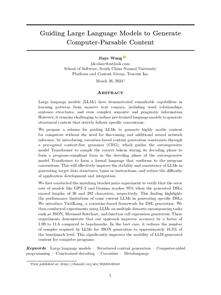 Guiding Large Language Models to Generate | PDF | Parsing | Json