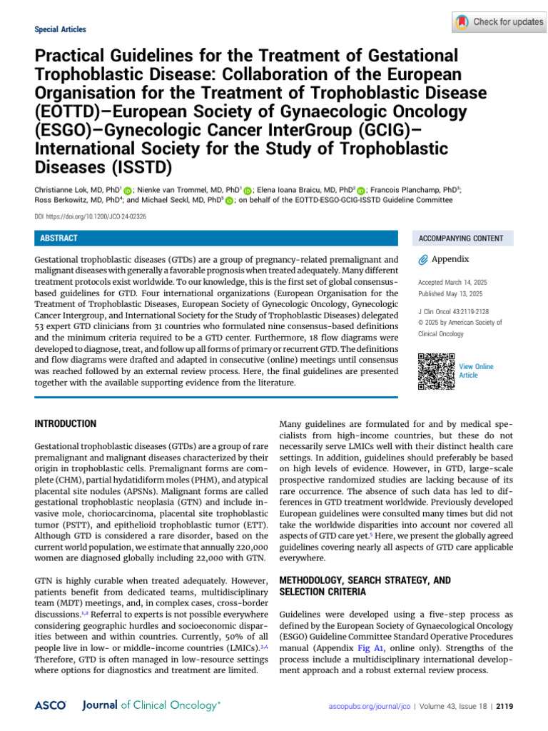 2025 JCO GTD GTN Guidelines Lok | PDF | Human Chorionic Gonadotropin ...