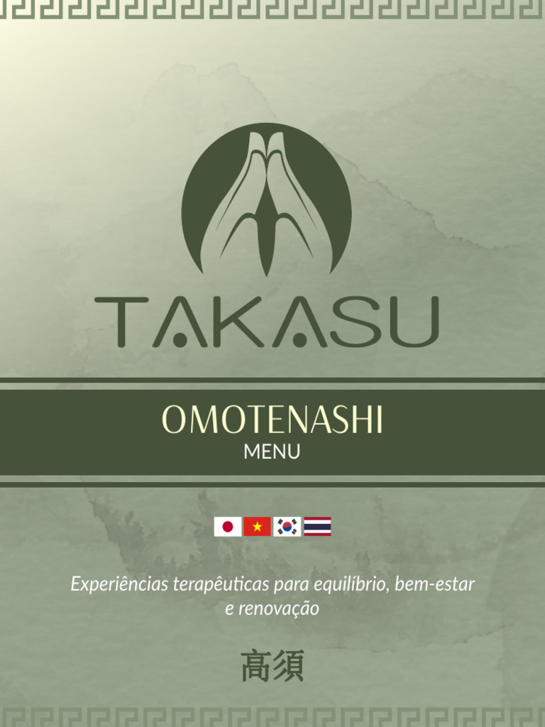 Menu Takasu 2026 | PDF | Massagem | Especialidades médicas