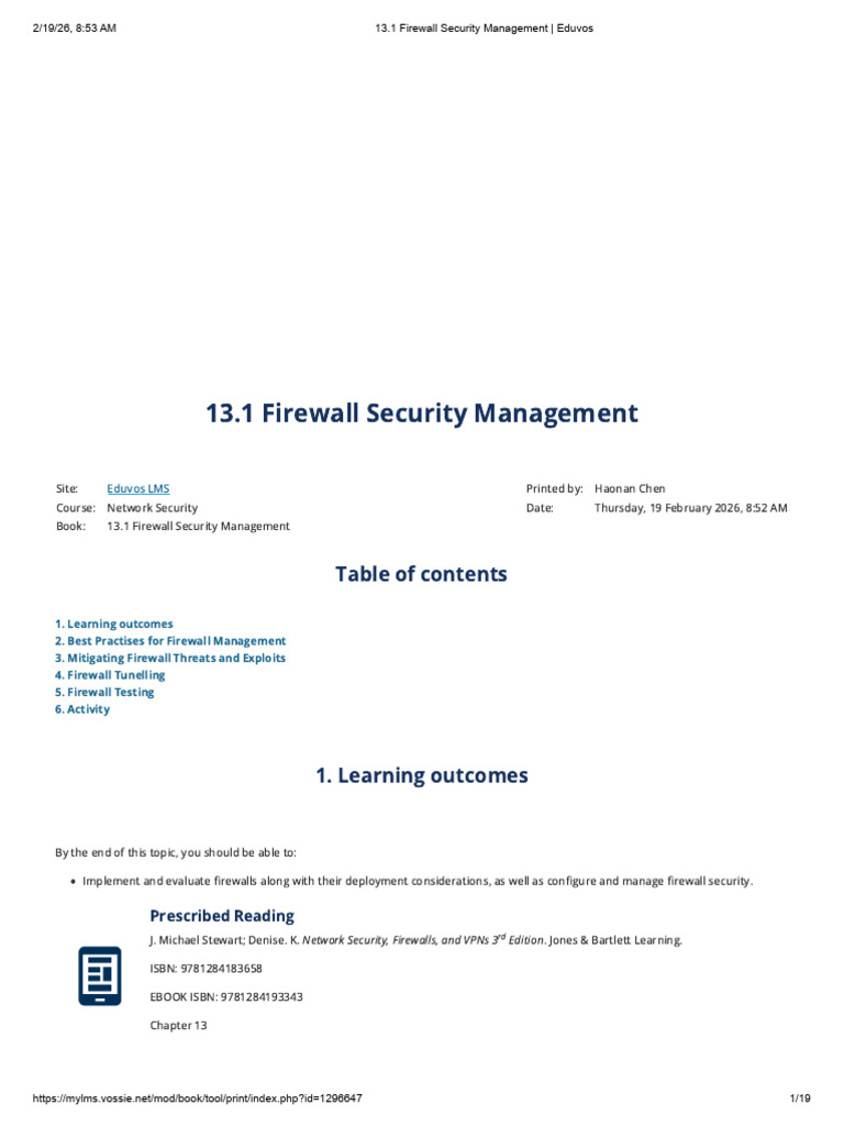 13.1 Firewall Security Management _ Eduvos | PDF | Security | Computer ...