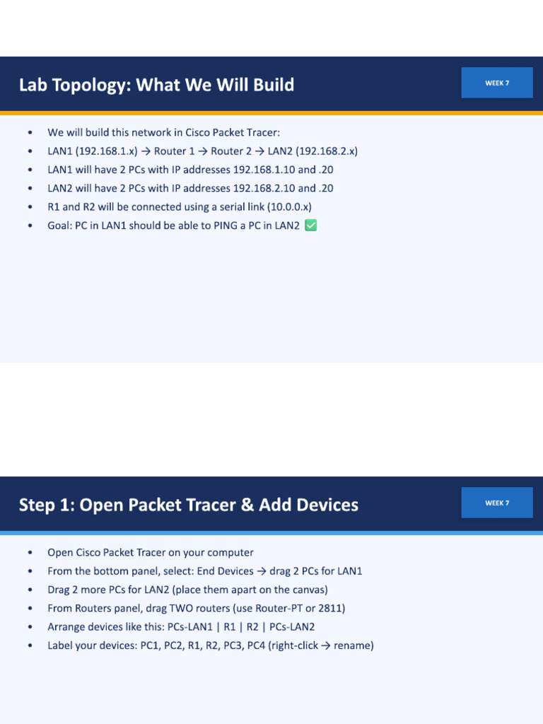 Static Configuration In Cisco Packet Tracer | PDF