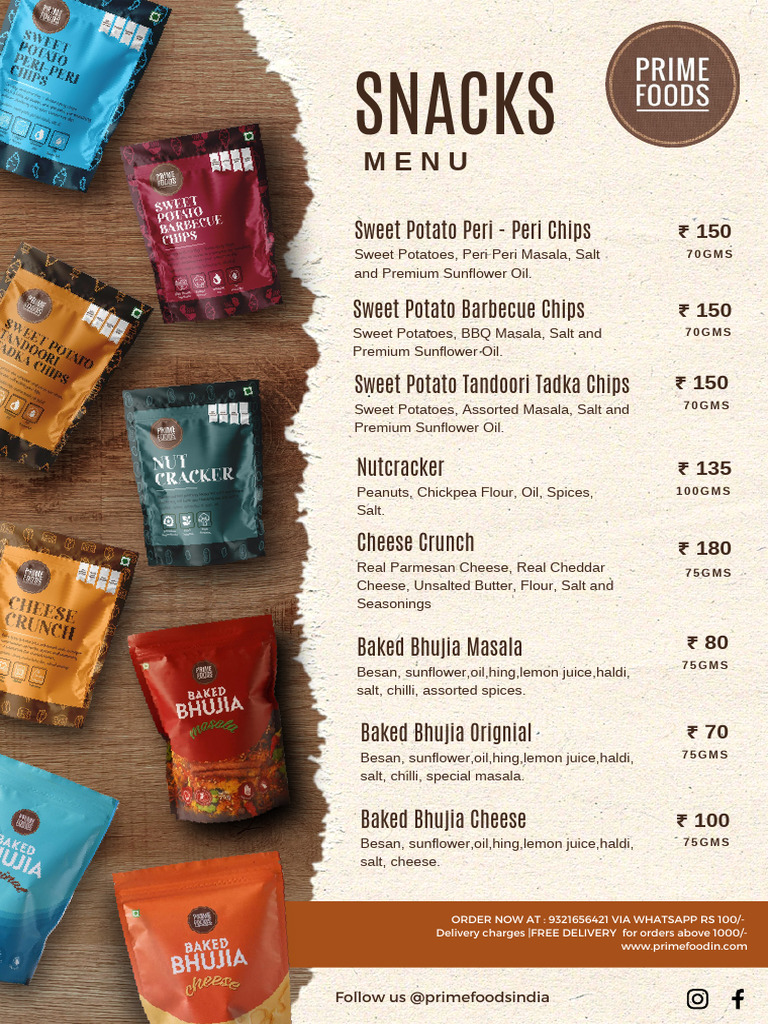 Prime Food Menu Updated (1) | PDF | Cracker (Food) | Cheese
