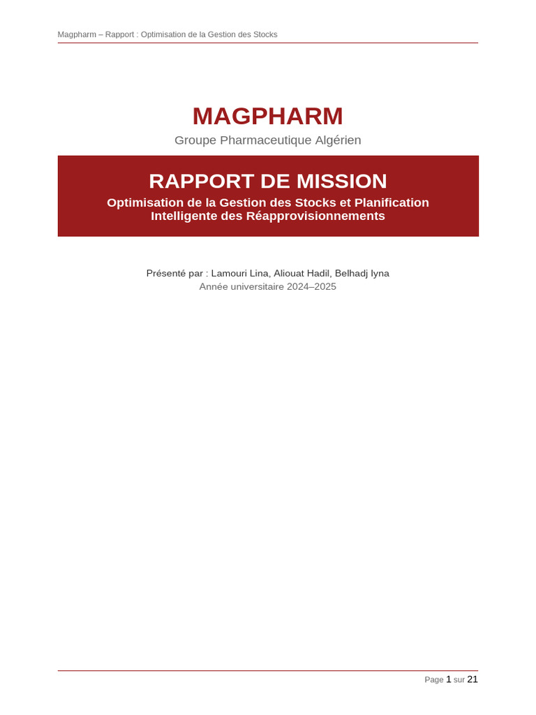 Rapport Magpharm | PDF | Stock | Logistique