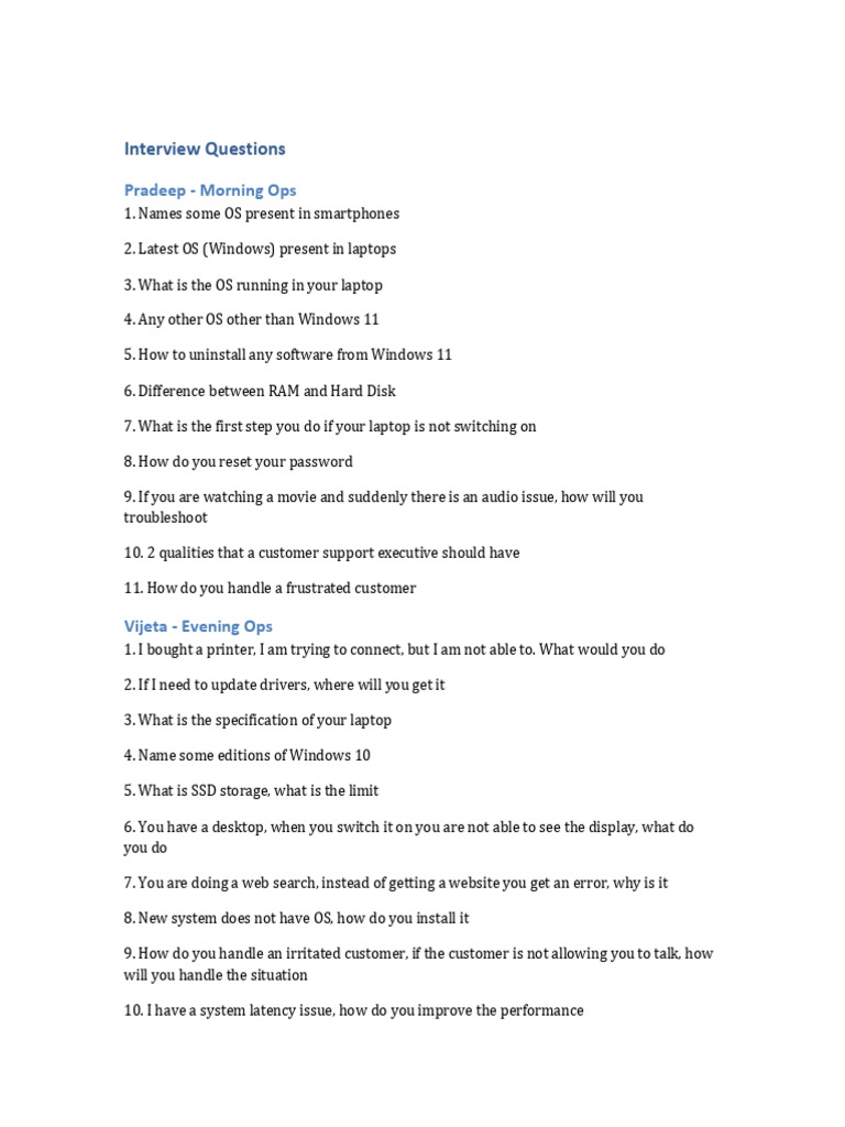 Interview_Questions_Concentrix (1) - Copy | PDF | Bios | Personal Computers