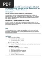 Woodlice Kinesis in Choice Chamber Experiment | PDF | Risk | Safety