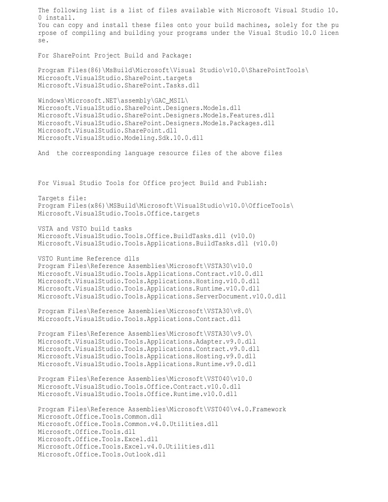 Visual Studio 10 Build Files Overview | PDF | Microsoft Visual Studio ...