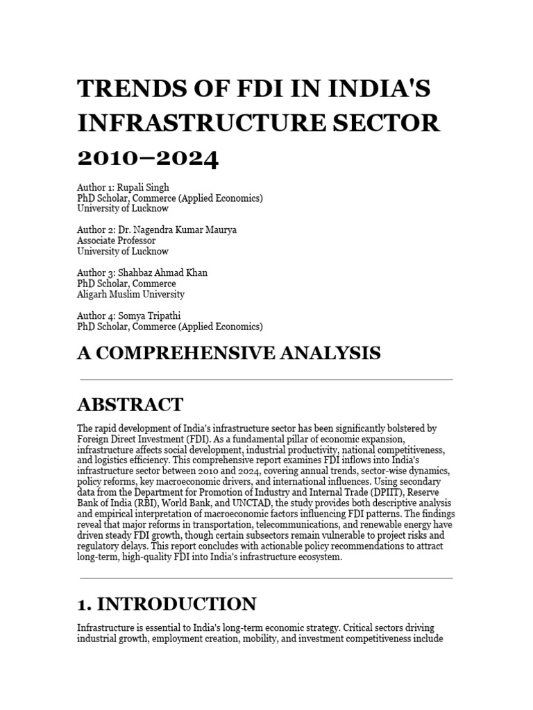 FDI Infrastructure Updated | PDF | Foreign Direct Investment ...