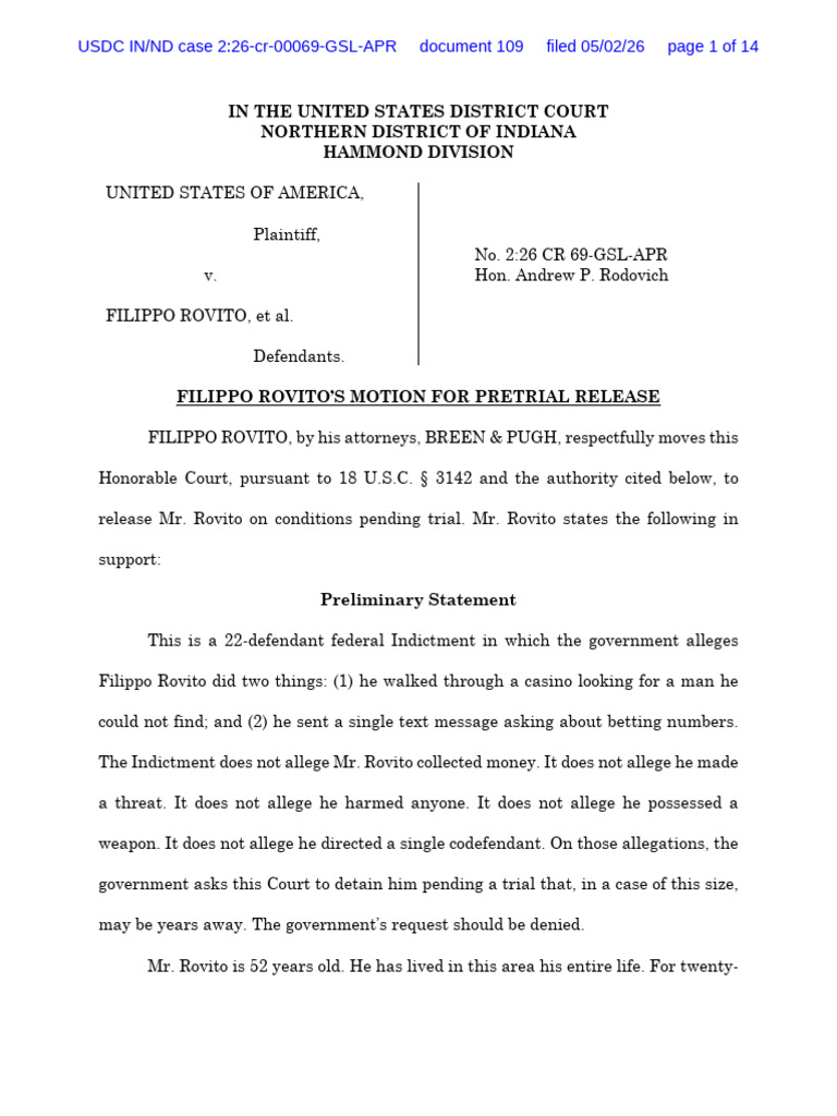 Filippo Rovito Plea to Stay Out of Jail | PDF | Burden Of Proof (Law ...