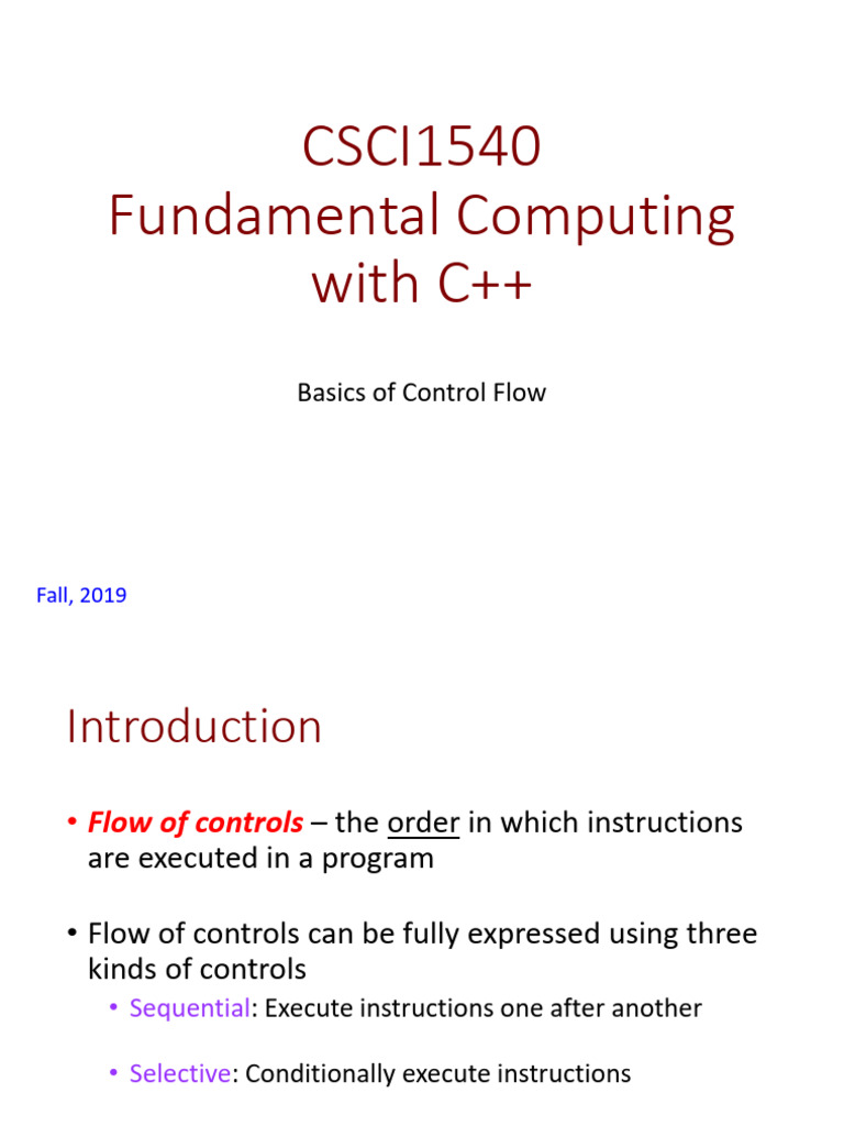 Lec04 CTRL Flow1 | PDF | Control Flow | Boolean Data Type