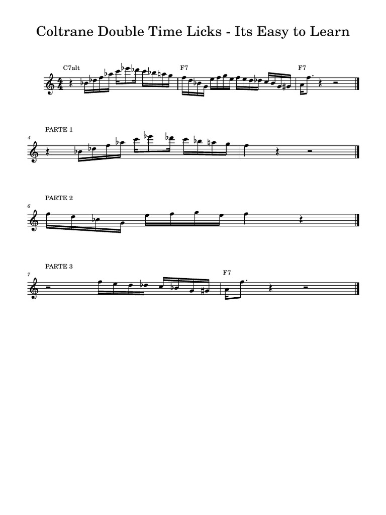Coltrane Double Time Licks - Its Easy to Learn | PDF
