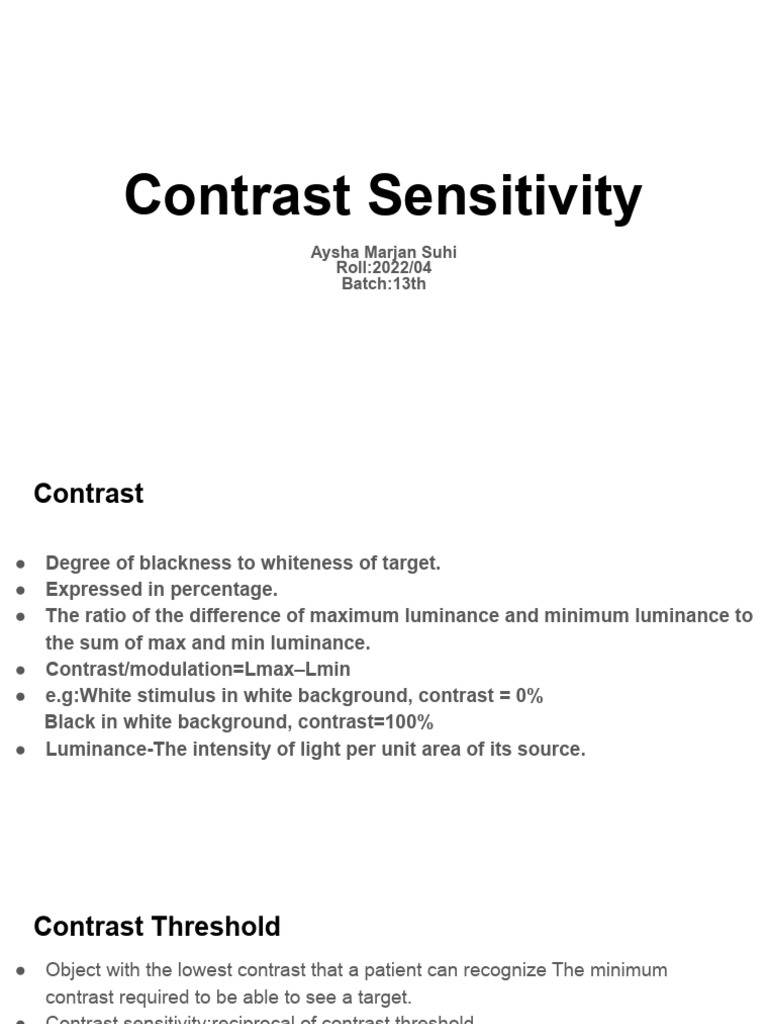 Contrast Sensitivity | PDF | Contrast (Vision) | Cognitive Neuroscience