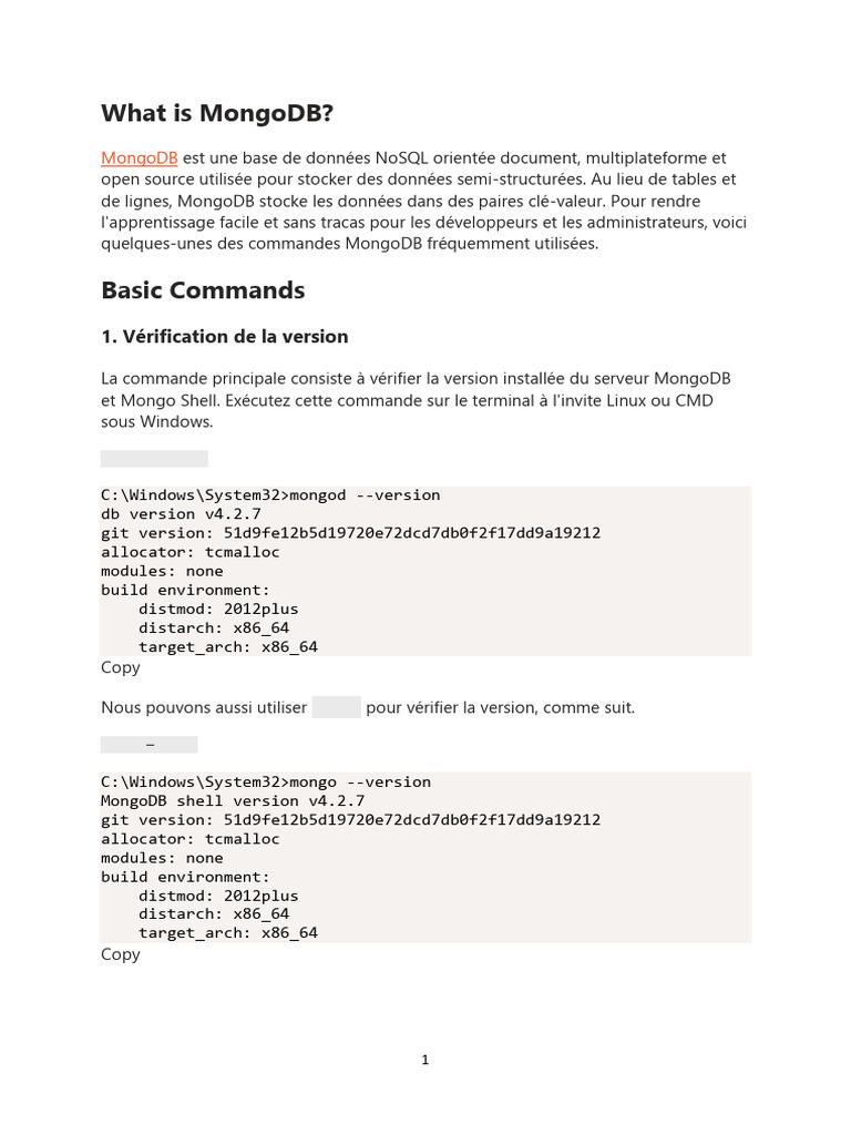 MongoDB | PDF | MongoDB | Recherche d'information