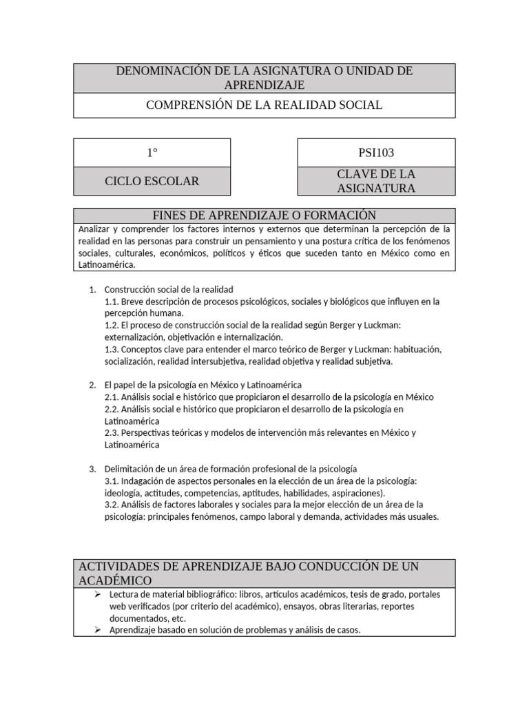 Comprensión de La Realidad Social | PDF | Sicología | Aprendizaje