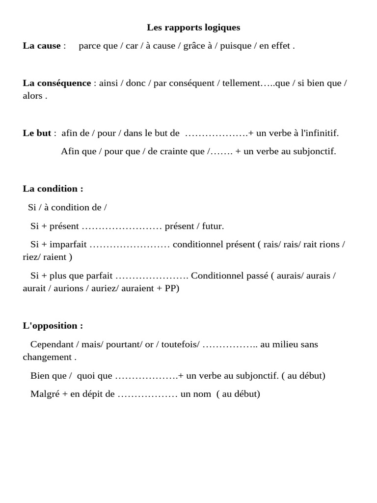 Les Rapports Logiques | PDF