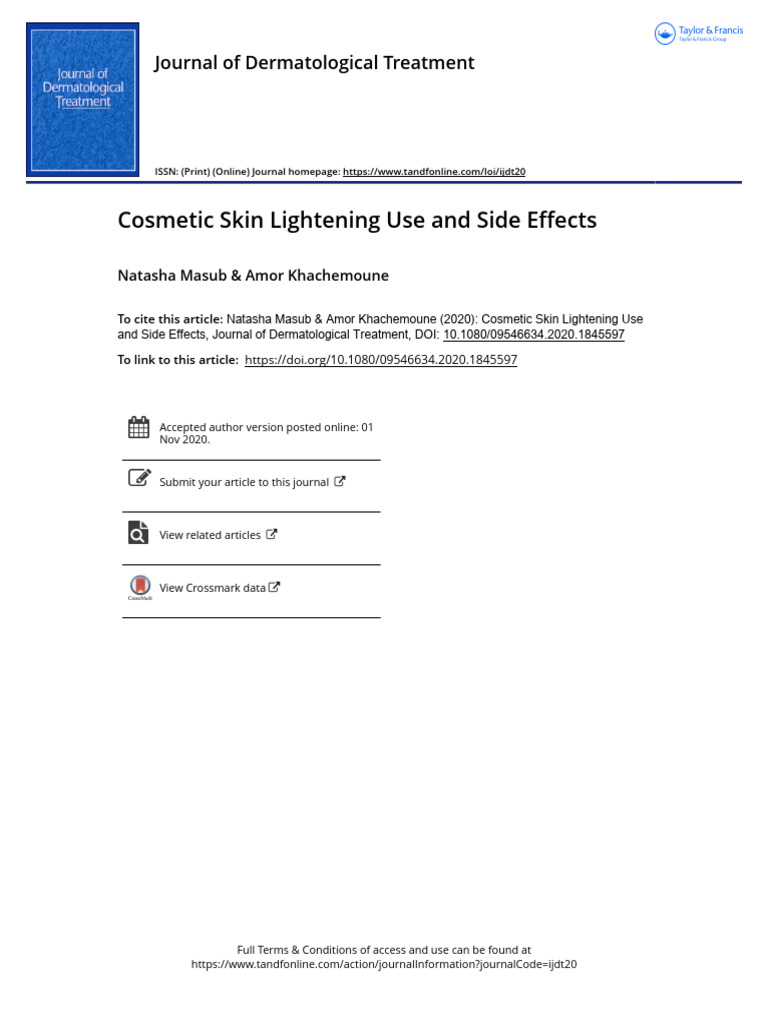 Cosmetic Skin Lightening Use and Side Effects -- Masub, Natasha ...