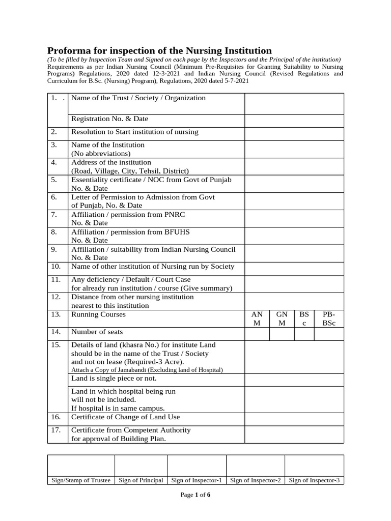 Inspection Proforma | PDF
