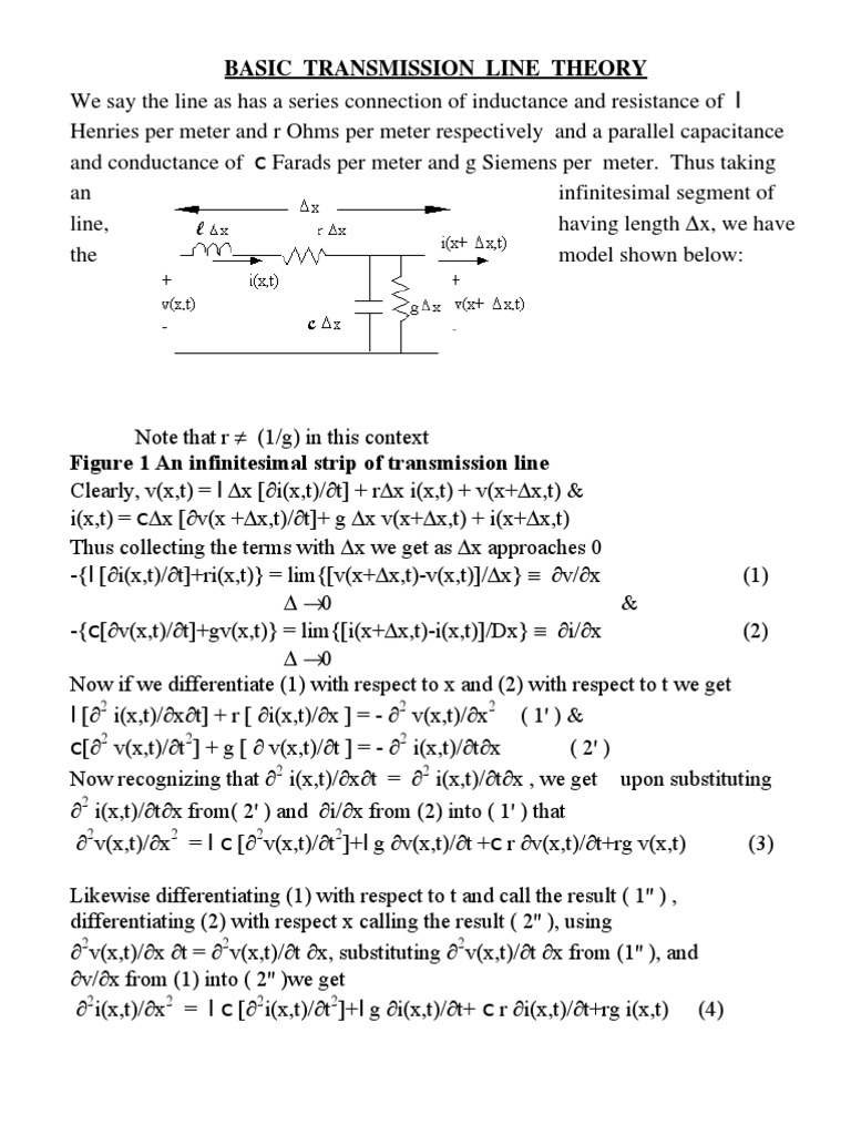 10 Transmission Lines Pdf Equations Laplace Transform