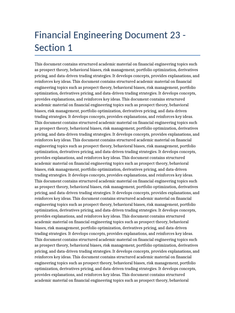 Financial Engineering Doc 23 | PDF | Risk | Bias