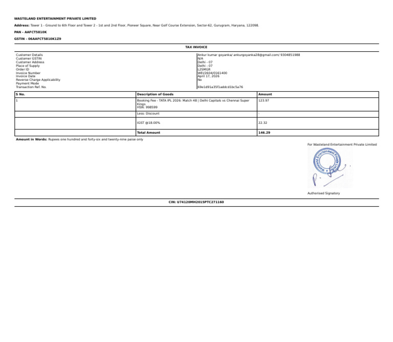 l2smgr Cf Tax Invoice | PDF | Payments