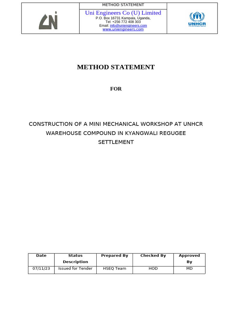 Method Statement (Mechanical Installations) | PDF | Crane (Machine) | Screw