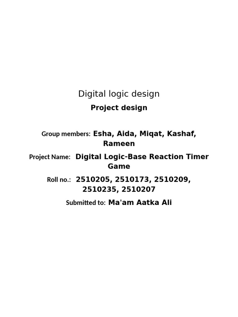 DLD Project Design-1 | PDF | Digital Electronics | Electronic Circuits