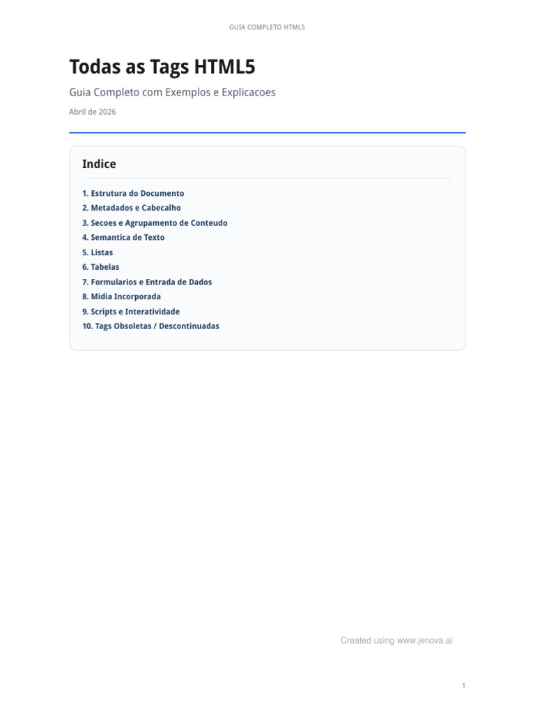 Todas As Tags Html5 Completo | PDF | Html | Html5
