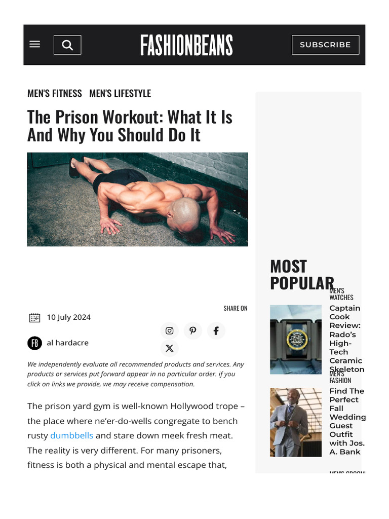 The Prison Workout- What It is and Why You Should Do It | FashionBeans ...