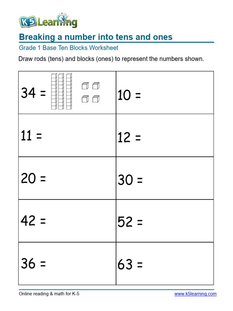 1st Grade Base Ten Blocks Draw Blocks 4 | PDF