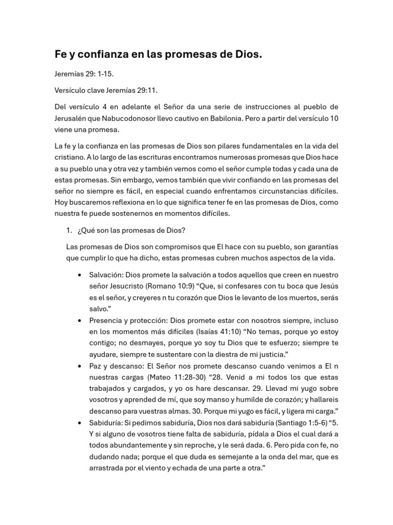 Fe y Confianza en Las Promesas de Dios | PDF | Oración | Fe