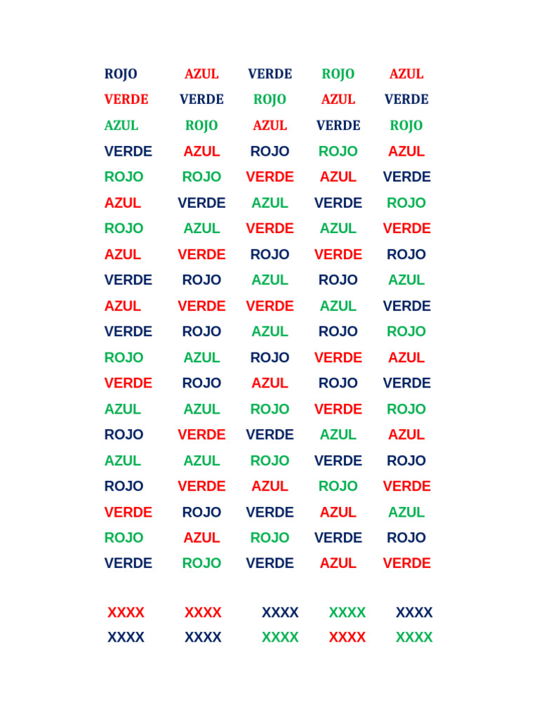 Lamina Test de Stroop | PDF