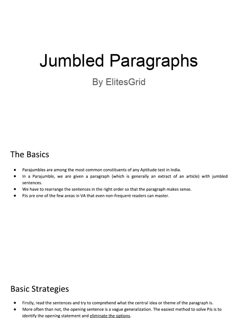 Jumbled Paragraphs Compressed | PDF