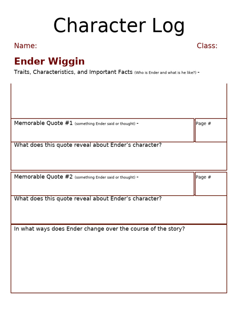 Character Log | PDF