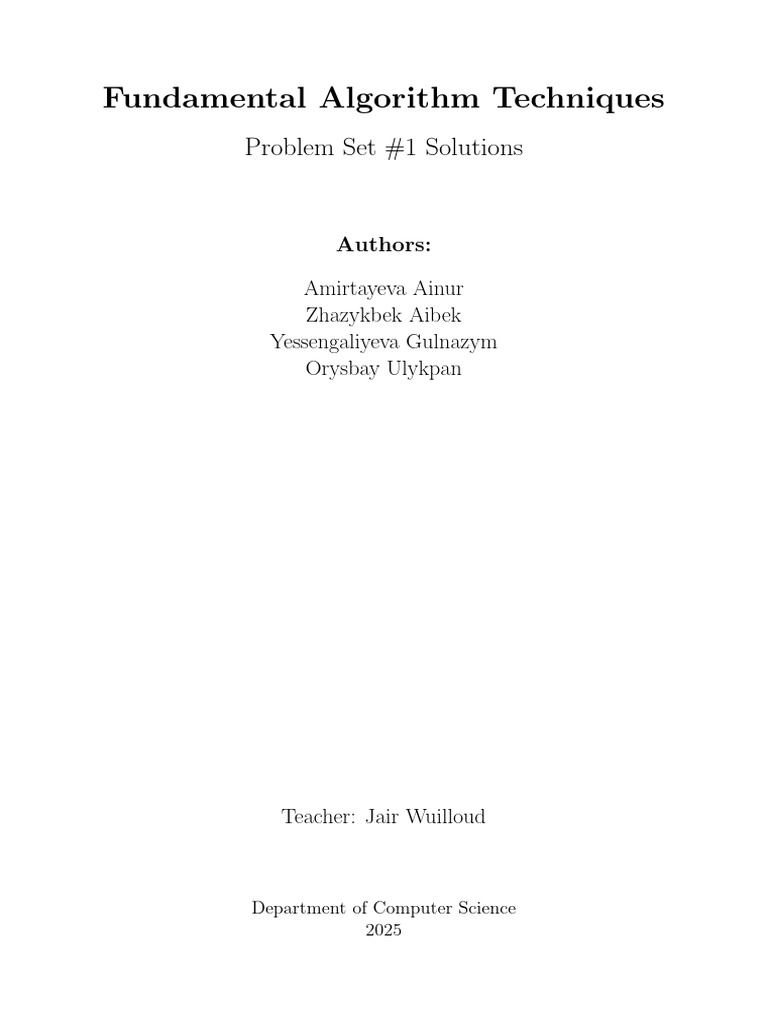Fundamental Algorithm Techniques Problem1 (1) | PDF | Multiplication ...