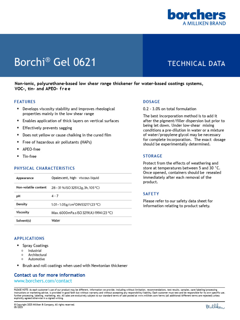 Borchi-Gel-0621-TDS-5-2025 | PDF | Viscosity | Liquids