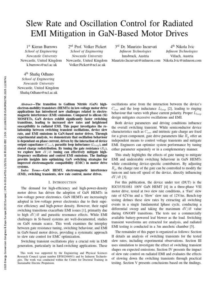 Slew Rate and Oscillation Control for Radiated EMI Mitigation in GaN ...
