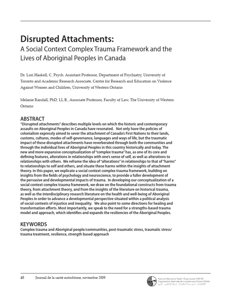 Disrupted Attachments- A Social Context Complex Trauma Framework | PDF ...