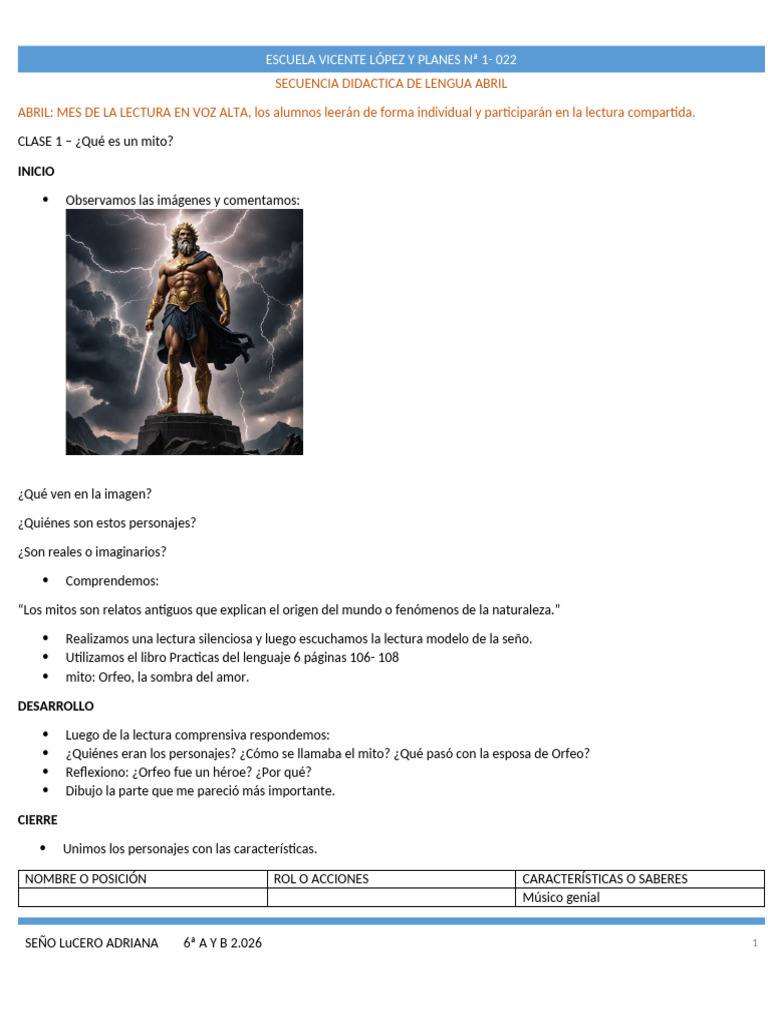 Secuencia Didactica de Lengua Abril | PDF | Oración (Lingüística)