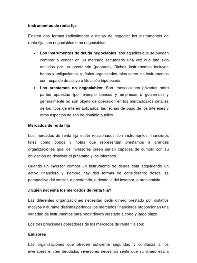 Instrumentos de Renta Fija | PDF | Renta Fija | Bancos