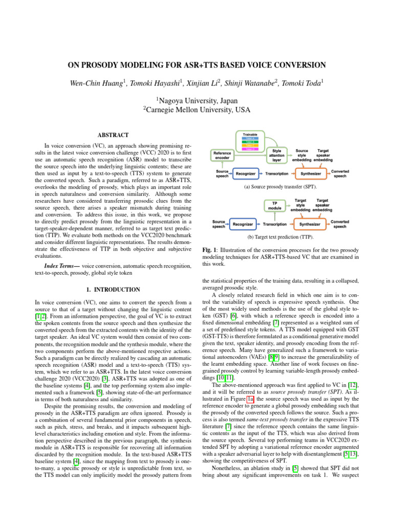 On Prosody Modeling for Asr Tts Based Voice Conversion | PDF | Speech ...