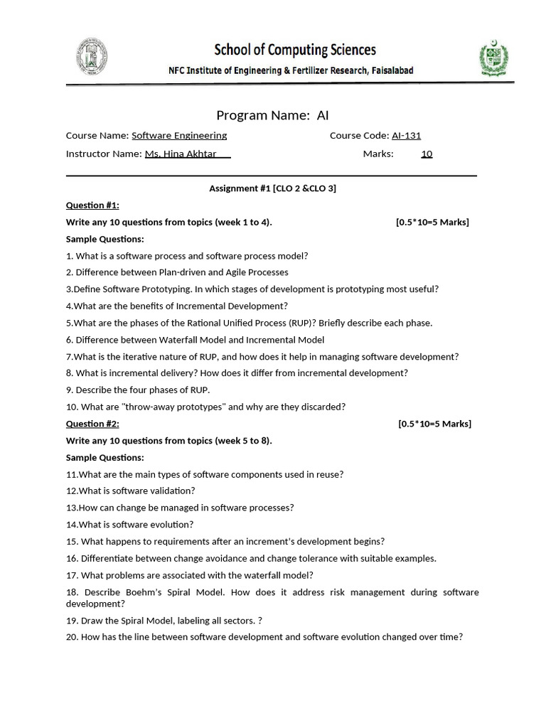 Assignment 1 Question Paper | PDF