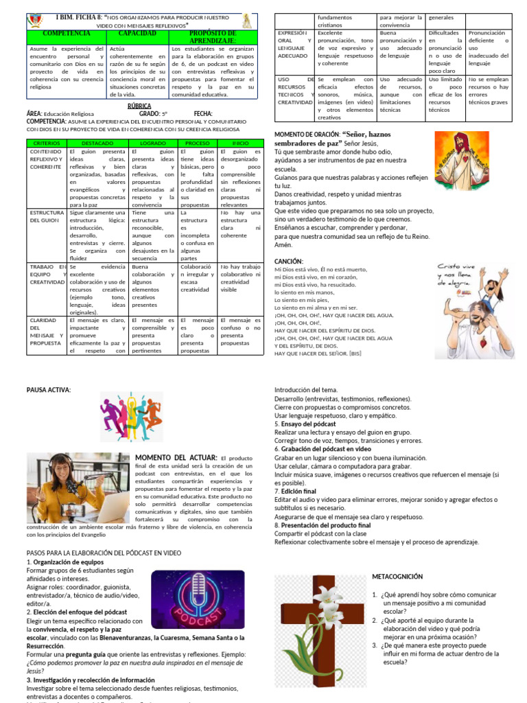 Ficha 8 - Quinto Año | PDF | Enseñando | Aprendizaje