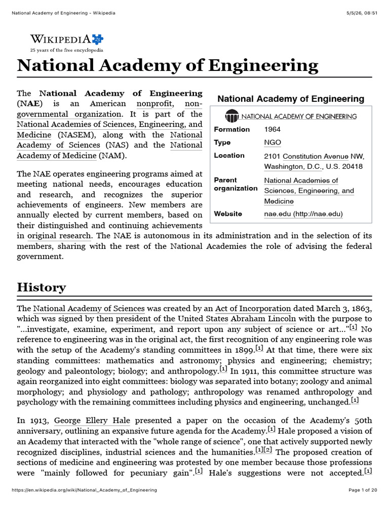 National Academy of Engineering - Wikipedia | PDF | Science