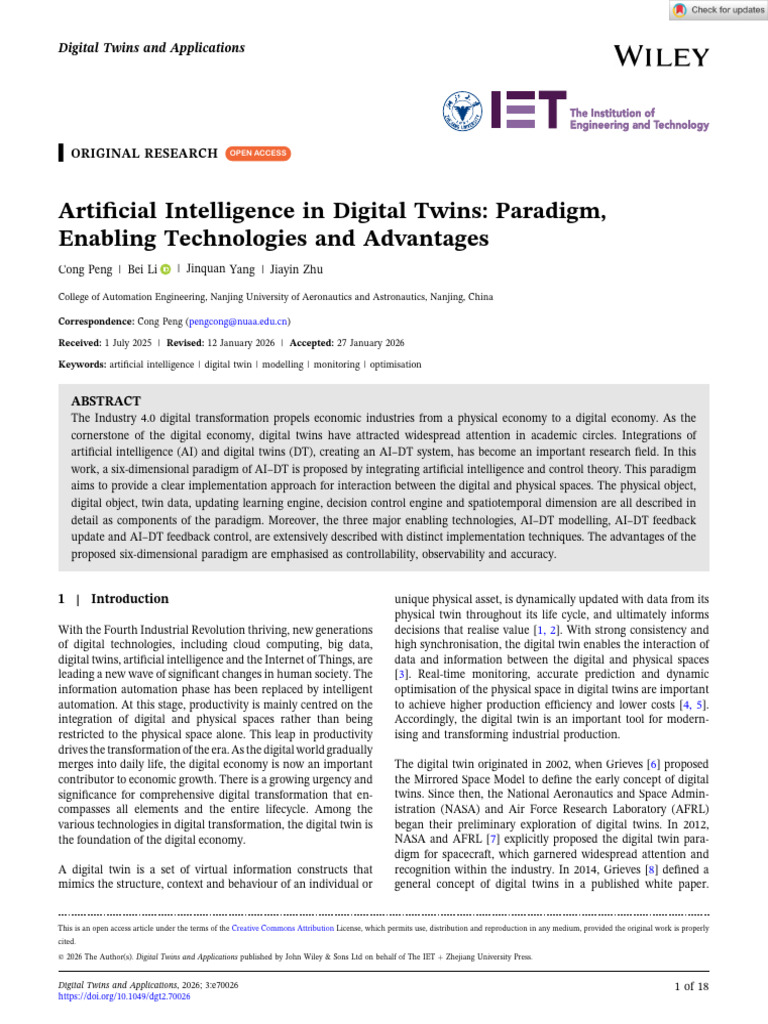 Digital Twins and Applications - 2026 - Peng - Artificial Intelligence ...
