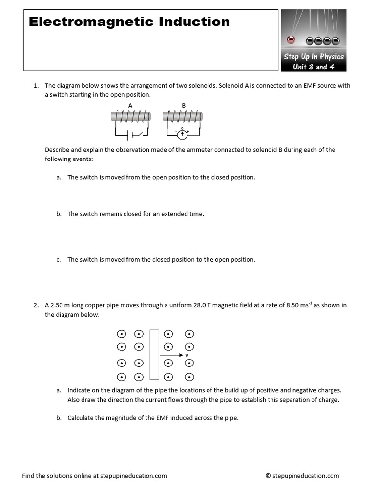 2.6 Electromagnetic Induction Worksheet for Printing | PDF ...