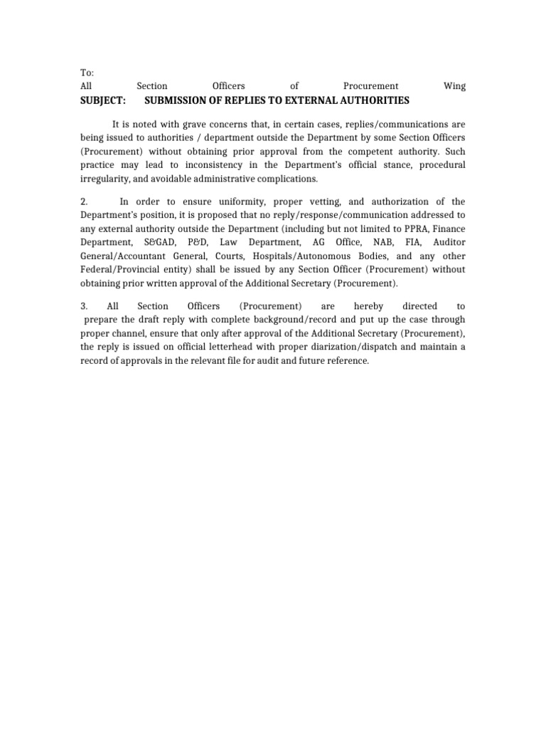 DFA Approval External Replies Procurement | PDF