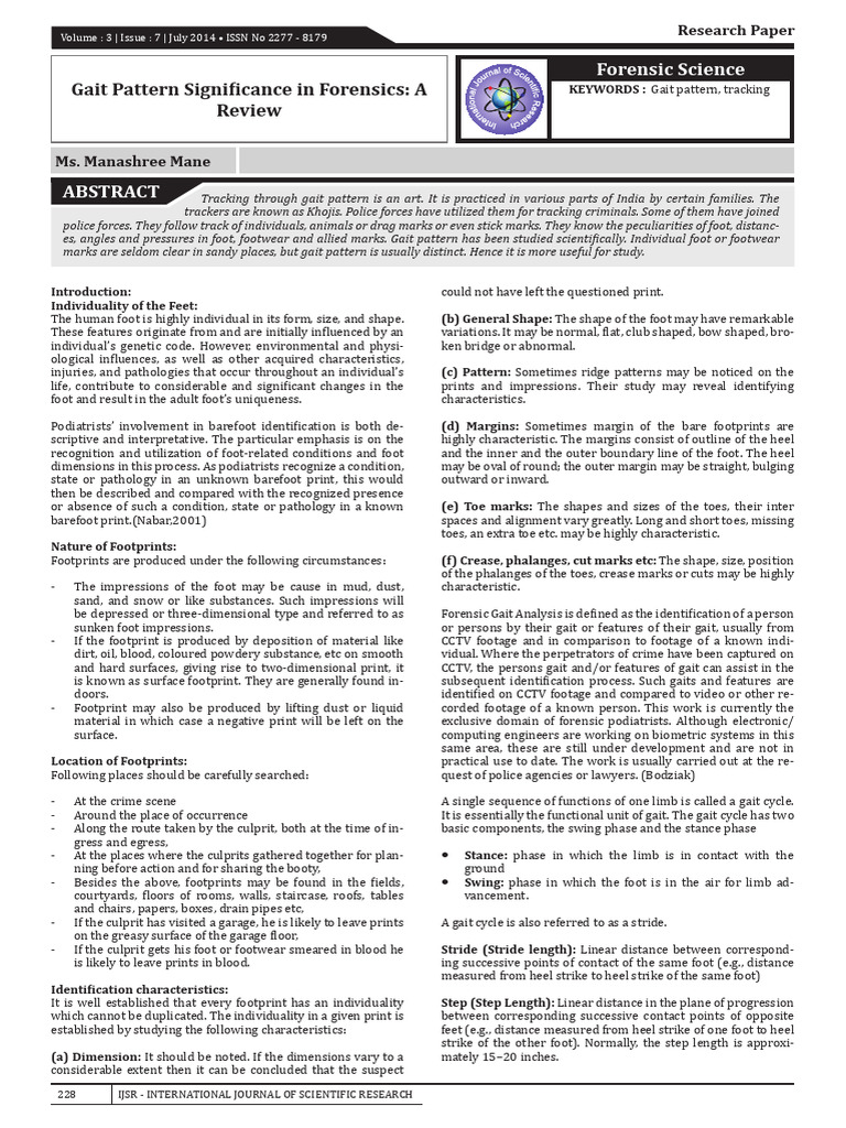 Gait Pattern Significance in Forensics A | PDF | Foot | Forensic Science