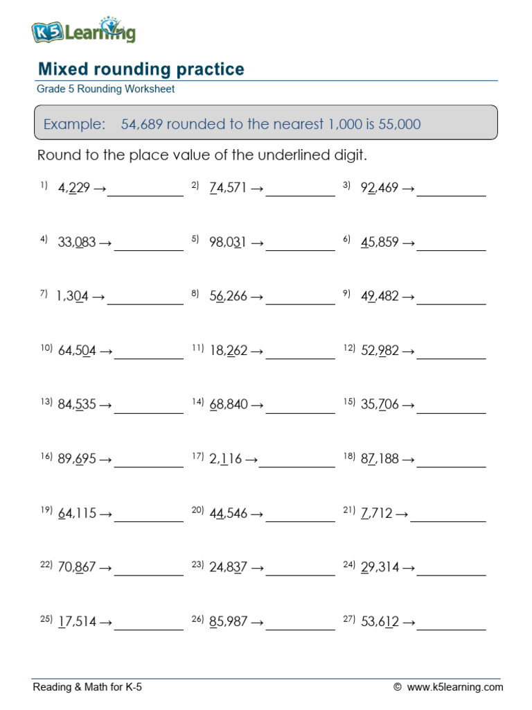 Rounding Decimals Worksheet 2 | PDF
