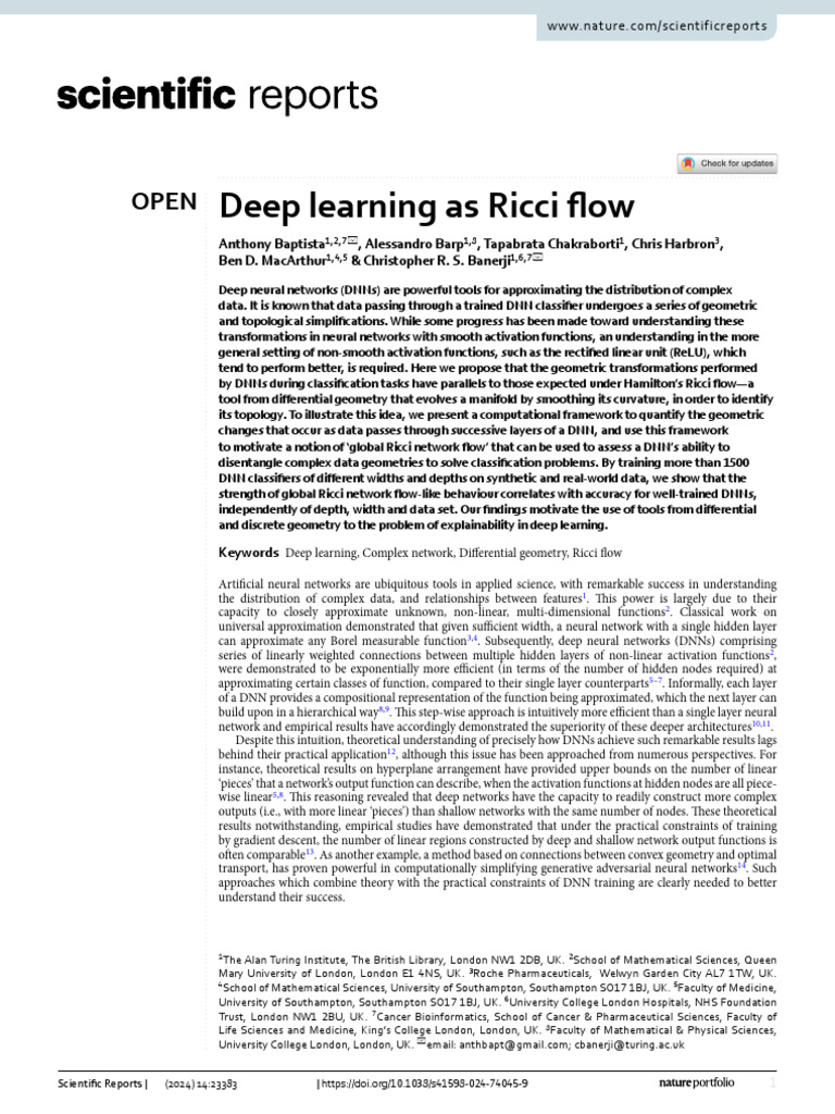Deep Learning As Ricci Flow | PDF | Deep Learning | Geometry